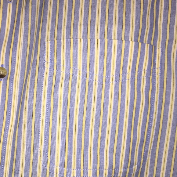 L.L. Bean Men’s Dress Shirt and Yellow Blue Stripes Size Large Regular C… - Picture 3 of 12